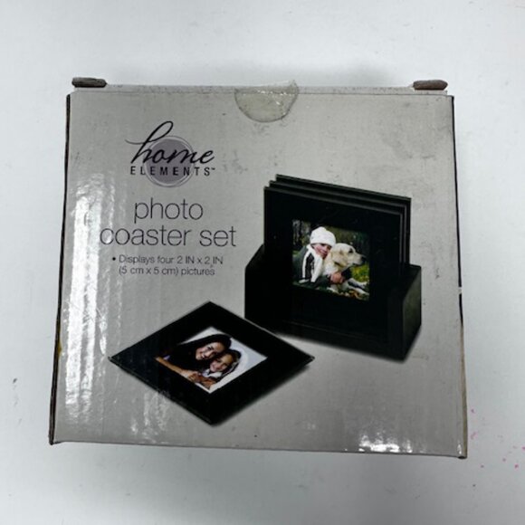 Home Elements Glass Photo Coaster Set Of 4 NIB - Picture 2 of 5